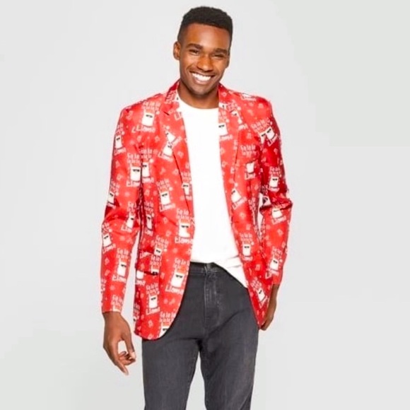 Suitmeister Christmas Blazer Jacket Fa La Llama Size 43 Large - Picture 1 of 11